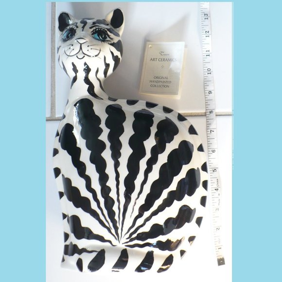 Whimsical Anatoly Turov Ceramic Art Zebra Cat Signed by Artist - Picture 2 of 8